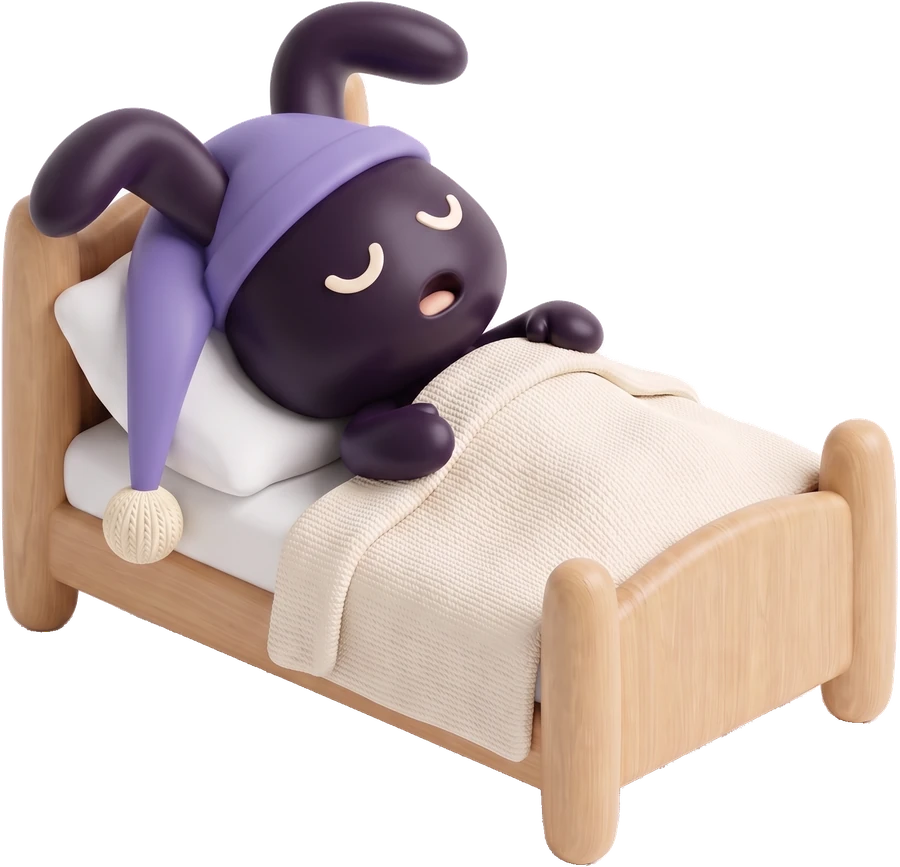 The TurboUGC bunny fast asleep in bed